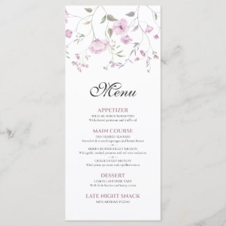 Pink Elegant Watercolor Floral Wedding Menu