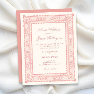 Pink elegant wedding invitation