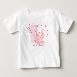 Pink Elephant 1st Birthday Customize Baby T-Shirt