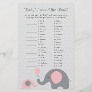 Pink Elephant Baby Around the World Translation Flyer