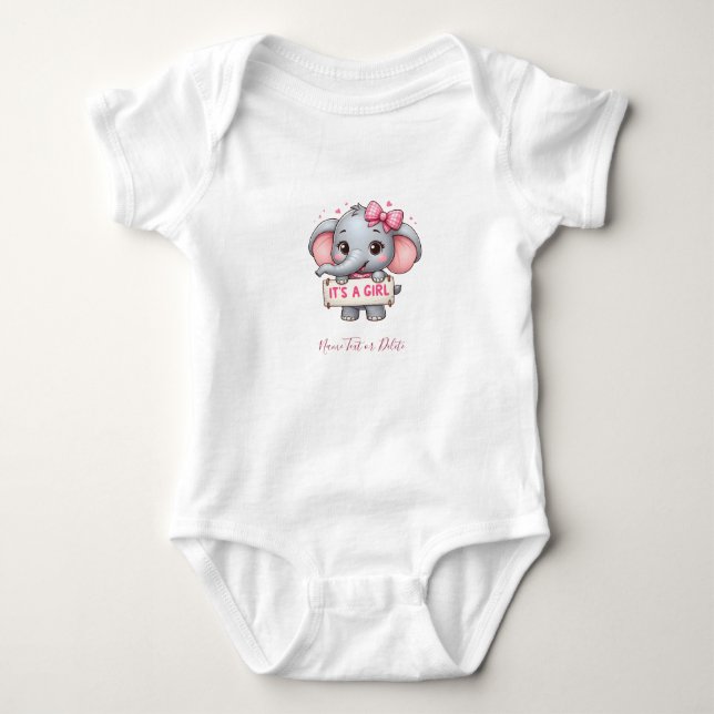 Pink Elephant Baby Bodysuit (Front)