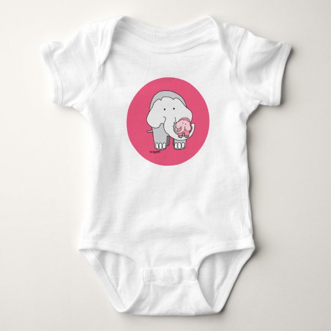  Pink Elephant Baby Bodysuit (Front)