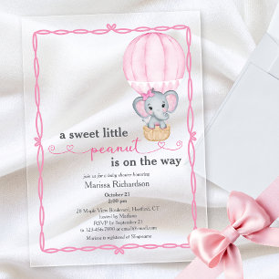 Pink Elephant Baby Girl Shower Acrylic Invitations