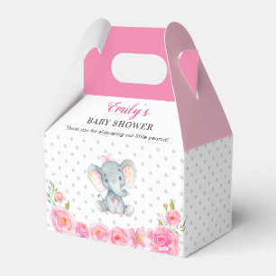 Pink Elephant Baby Girl Shower Sprinkle Guest Gift Favor Box