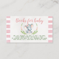 Pink Elephant Baby Shower Book Request Insert
