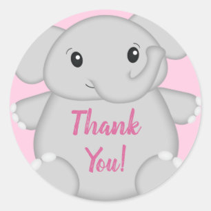 Pink Elephant Baby Shower Classic Round Sticker