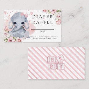 Pink Elephant Baby Shower Diaper Raffle Enclosure Card