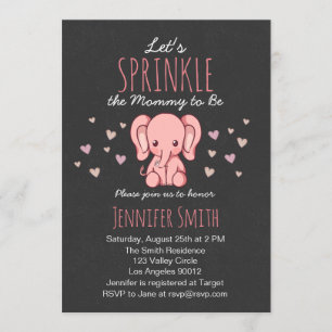 Pink Elephant Baby Shower invitation