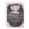Pink  Elephant Baby Shower invitation, rustic