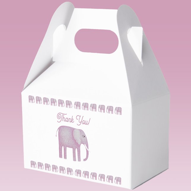 Pink Elephant Baby Shower Thank You Favor Box (Pink elephant thank you favor box)