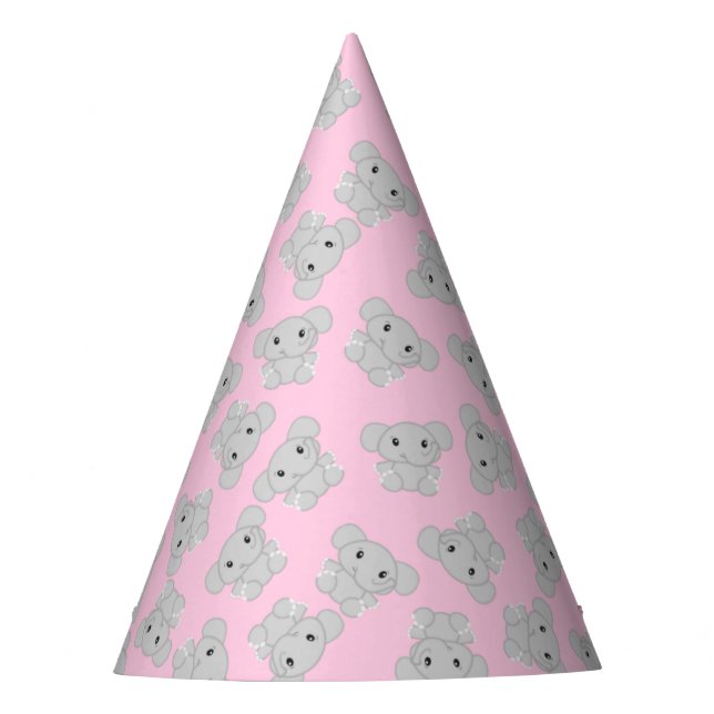 Pink Elephant Birthday Party Party Hat (Front)