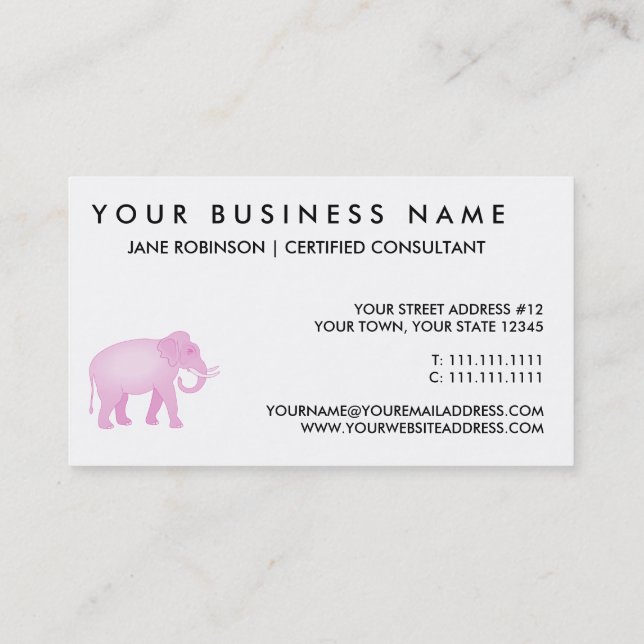 Pink Elephant Business Card (Back)