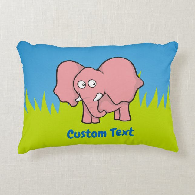 Pink elephant cartoon accent pillow (Front)
