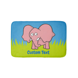 Pink elephant cartoon bathroom mat