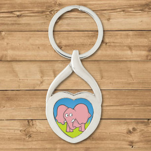 Pink elephant cartoon keychain