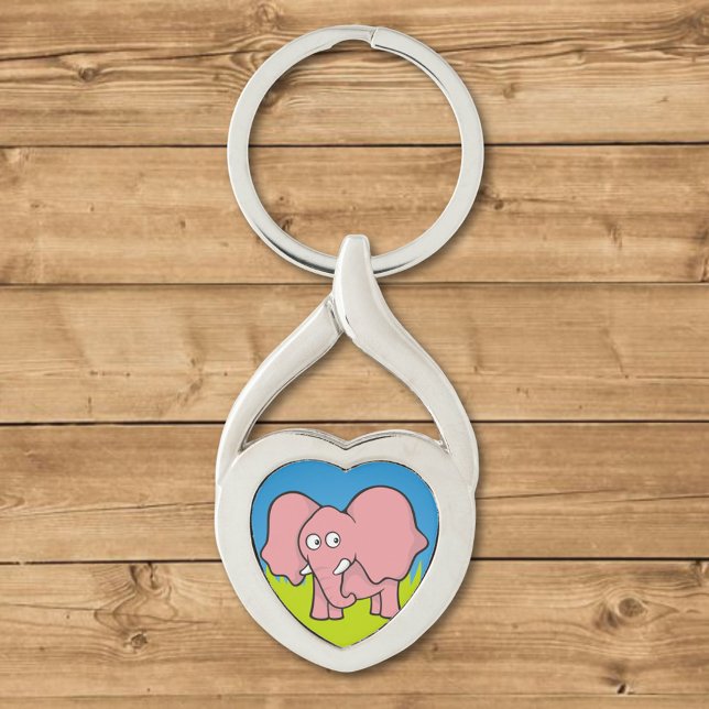 Pink elephant cartoon keychain (Creator Uploaded)