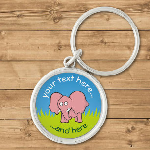 Pink elephant cartoon keychain