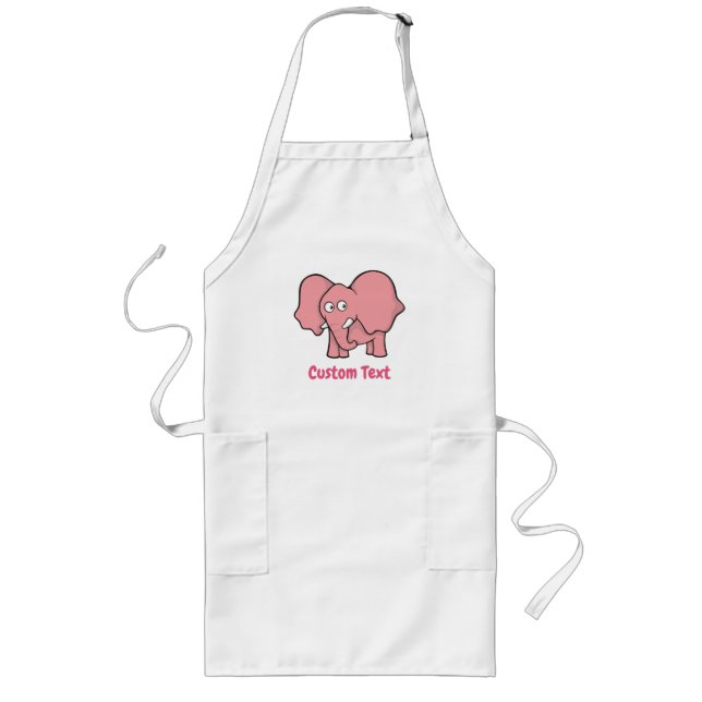 Pink elephant cartoon long apron (Front)