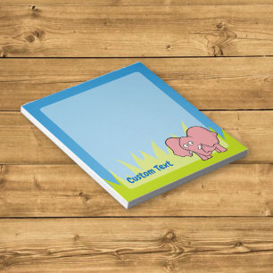 Pink elephant cartoon notepad