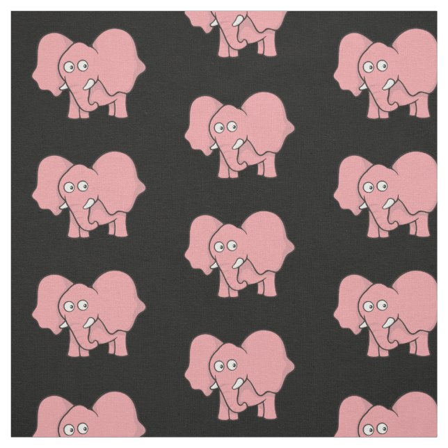 Pink Elephant Cartoon Pattern Fabric (Swatch)
