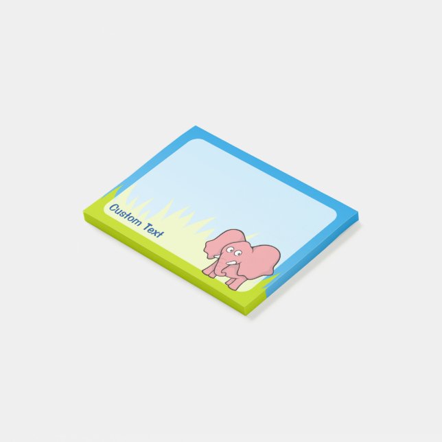 Pink Elephant Cartoon Post-it Notes (Angled)