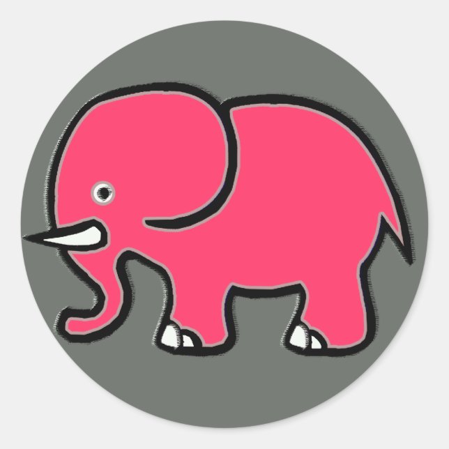 pink elephant classic round sticker (Front)