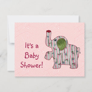 Pink Elephant Country Baby Shower Invitation Flat
