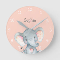 Pink Elephant Cute Baby Girl Name Personalized