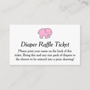 Pink Elephant Diaper Raffle Ticket Enclosure Card