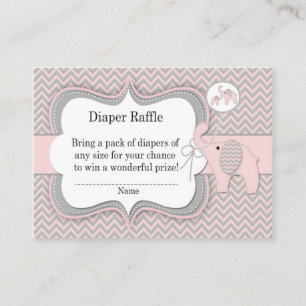 Pink Elephant Diaper Raffle Ticket Enclosure Card