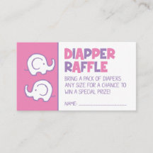 Pink Elephant Diaper Raffle Ticket