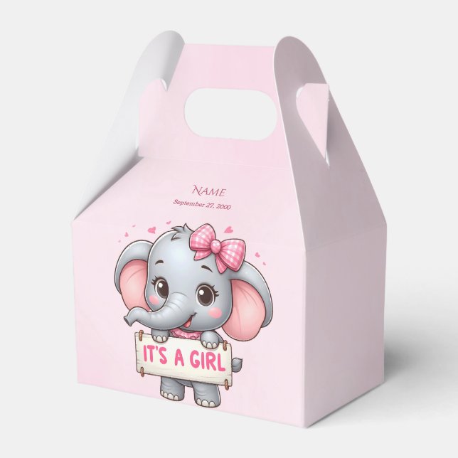 Pink Elephant Favour Box (Front Side)
