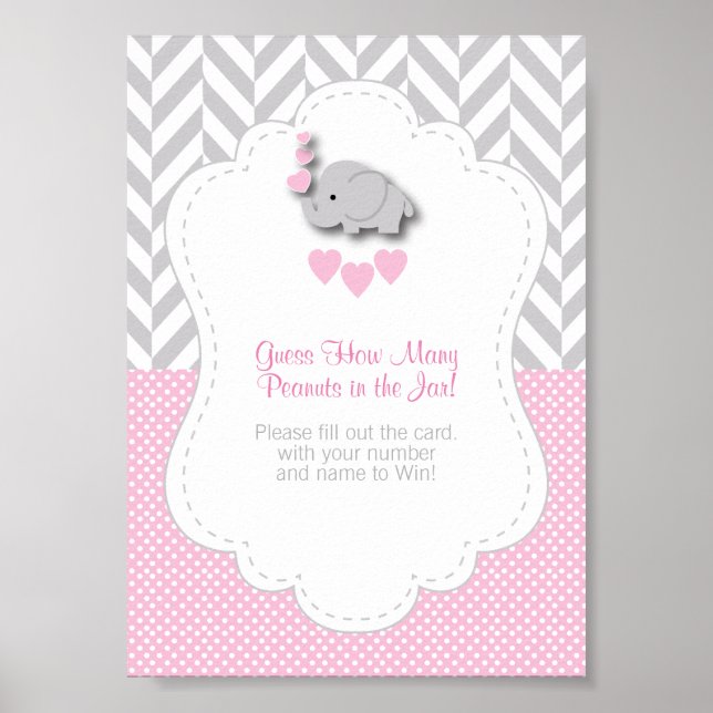 Pink Elephant Game Instruction Poster (Front)