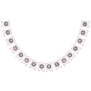 Pink Elephant Girl Baby Shower Bunting Flags