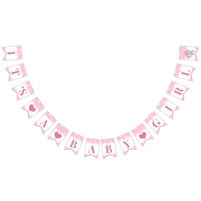 Pink Elephant Girl Baby Shower Bunting Flags (All)