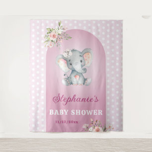 Pink Elephant Girl Baby Shower Little Peanut Photo Tapestry