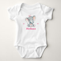 Pink Elephant Girl Name Newborn Toddler 1 Piece