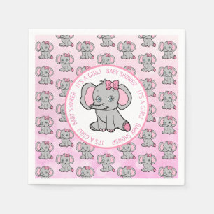 Pink Elephant Girl's Baby Shower Napkin