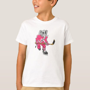 Pink Elephant Hockey Player T-Shirt