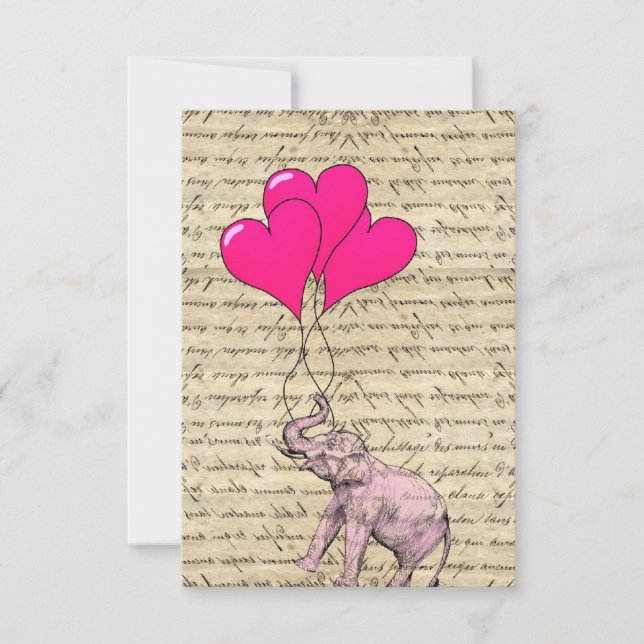 Pink elephant holding balloons (Front)