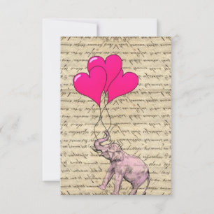 Pink elephant holding balloons