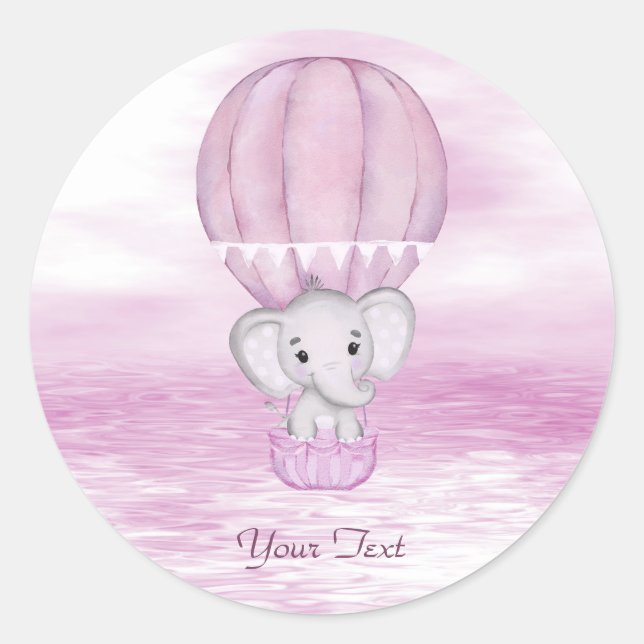 Pink Elephant Hot Air Balloon Sticker (Front)