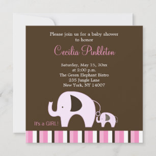 Pink Elephant (It's a Girl) 5x5 Invite