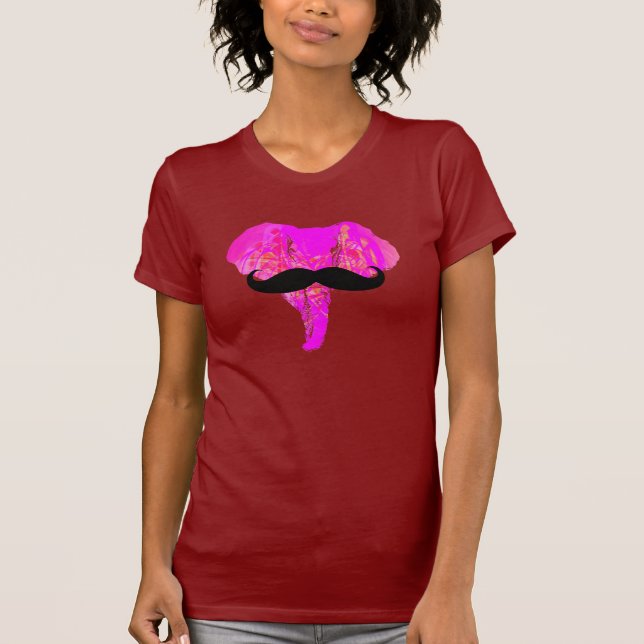 PINK ELEPHANT MUSTACHE T-Shirt (Front)