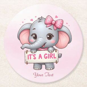 Pink Elephant Paper Coaster