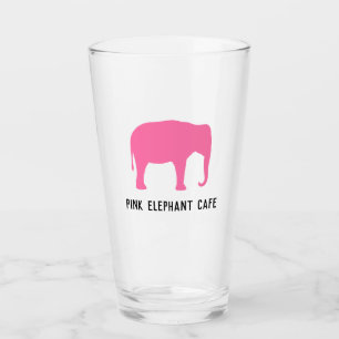 Pink Elephant Silhouette Personalized Glass