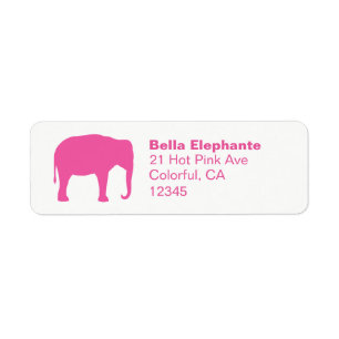 Pink Elephant Silhouette Return Address Labels