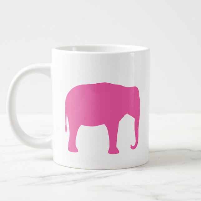 Pink Elephant Silhouettes Large Coffee Mug (Left)