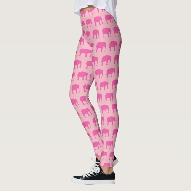 Pink Elephant Silhouettes Pattern Leggings (Left)