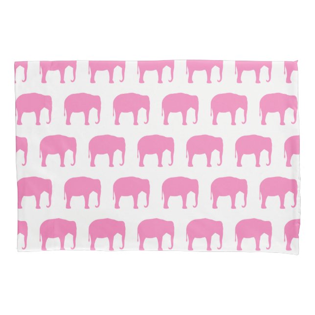 Pink Elephant Silhouettes Pattern Pillowcase (Front)